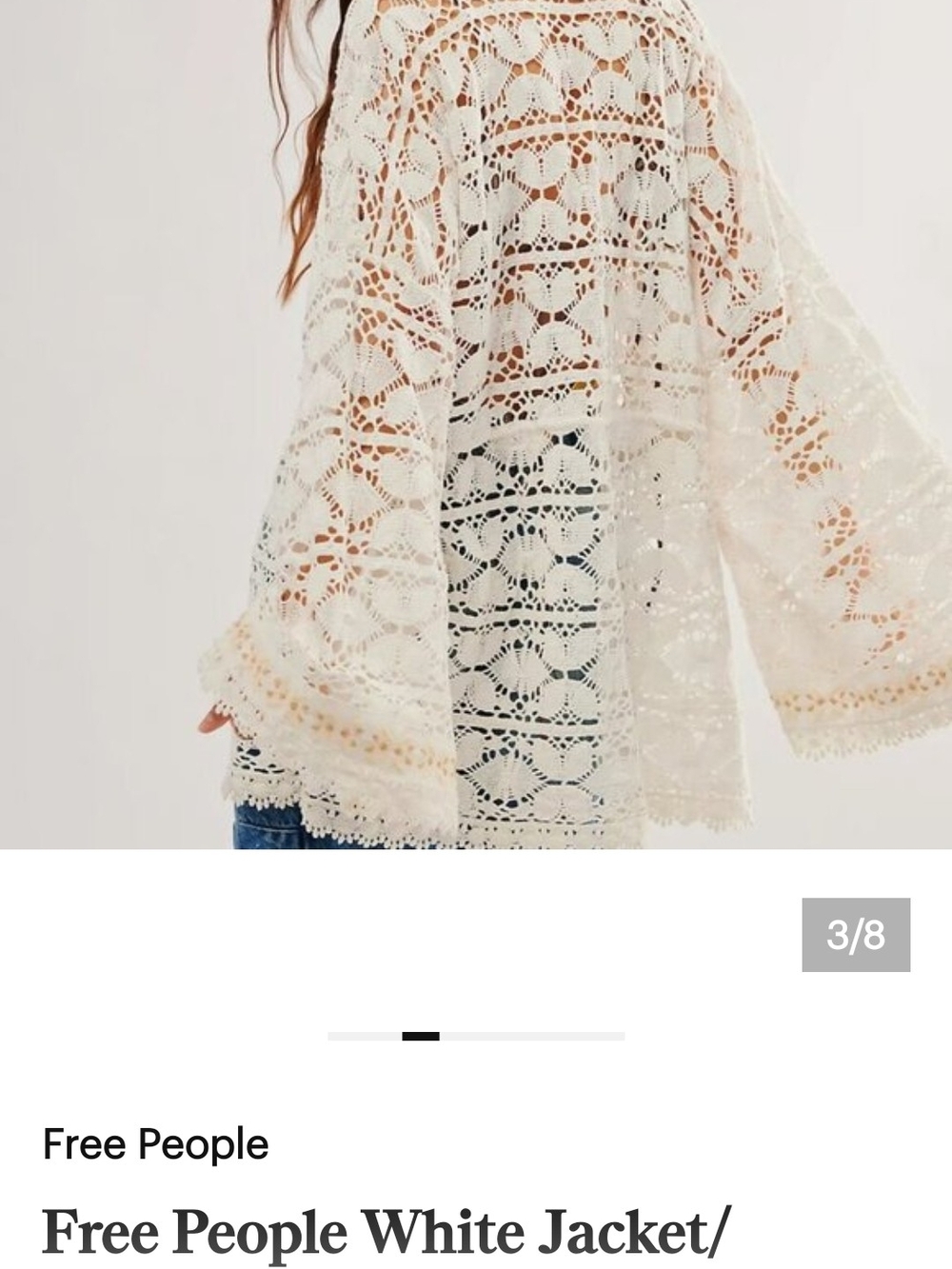 Free People Lace Crochet Kimono, Jacket, Swim Wrap, Cover-up - Picture 3 of 15